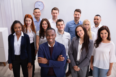 group of young successful multi-ethnic businesspeople